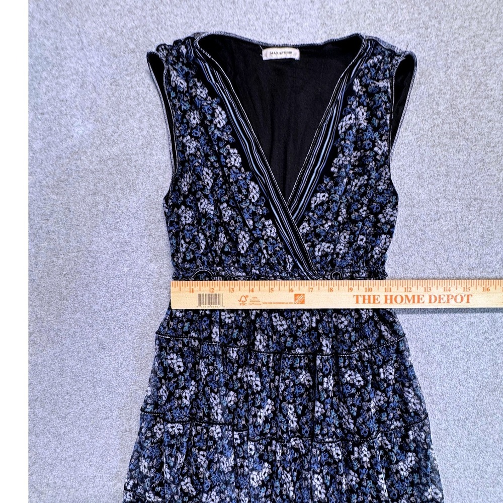 Max Studio Small Floral Tiered Maxi Dress Blue Boho Cottagecore Sleeveless Long - Picture 10 of 12